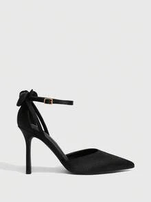 CUCCOO SZL Women's Pointed Toe Buckle Design Fashionable High Heels, Versatile For Daily Wear For Christmas - Black - View 3
