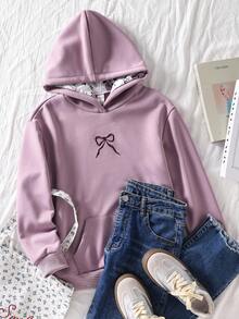 少女休闲可爱粉色蝴蝶结刺绣卫衣，蝴蝶结卫衣，蝴蝶结服装卫衣，女孩可爱卫衣 - 紫色 - 查看 3