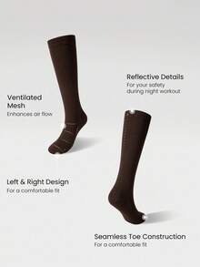 GLOWMODE SweatMode Glow Grip Plus Size Sweat-Wicking High-Stretch Seamless Breathable Mesh Reflective Print Compression Tube Socks Pack Daily Active - Cinnamon Inspired Brown - View 4