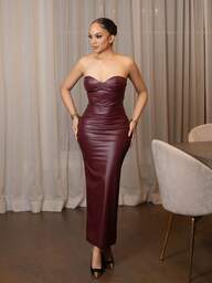 Melissa Matos Modna, seksowna, dopasowana sukienka bandeau dla kobiet w jednolitym kolorze