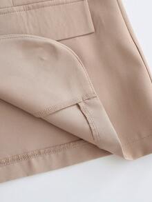 Franclia 休闲卡其色西装外套搭配吊带收腰直筒连衣裙，女士两件套套装，适合春秋季节，商务/休闲场合均可穿着。 - 棕色 - 查看 7