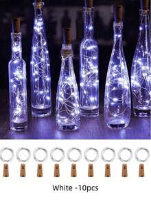 1/5/10个装 - 带软木塞的酒瓶灯串，防水电池供电，适用于罐装派对、婚礼、圣诞节、节日、酒吧装饰，迷你仙女灯，可用于酒瓶DIY派对、圣诞装饰，暖白光 - 彩色 - 查看 18