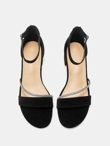 CUCCOO CURVES 女士黑色时尚水钻绑带宽楦凉鞋 - 靜夜黑 - 查看 10