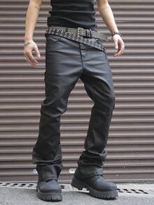 Manfinity EMRG Men's Casual Versatile Simple Solid Color Jeans - Black - View 4