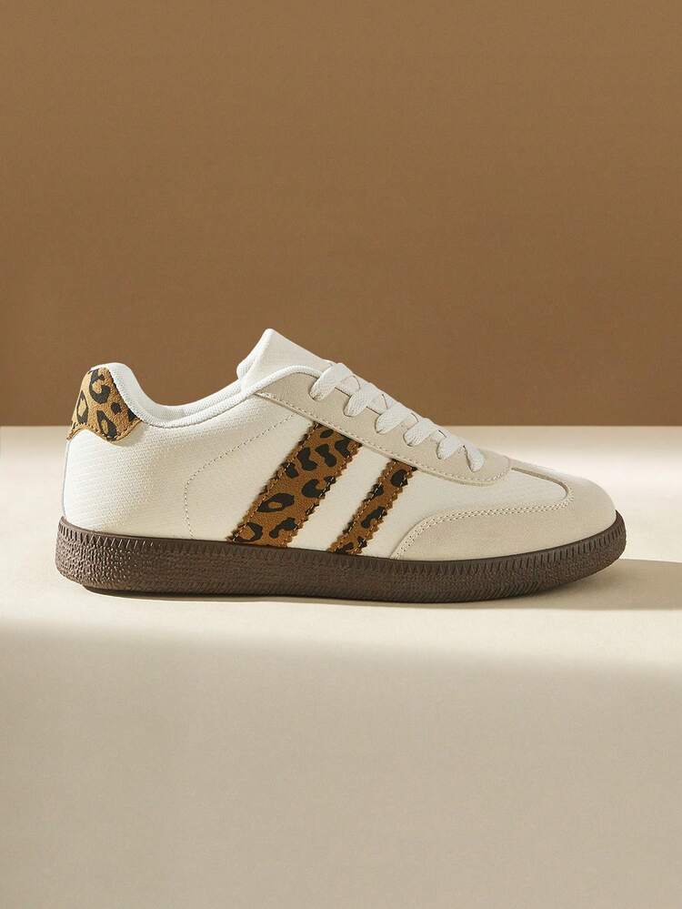 CUCCOO EASI Women's Leopard Print Patchwork Casual Comfortable Sneakers For Daily Wear