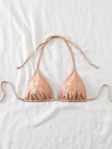 Swim Vcay 女士时尚性感纯色挂脖泳衣上装 - 彩色 - 查看 3