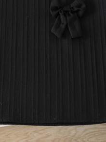 Elladie kids Young Girls Sleeveless Textured Fabric Mid-Length Casual Dress, Front Bowknot Decor Design, Elegant And Cute Black Summer Dress For Girls Black Dress With Bows For Girls Black Dress For Tweens Girls Sleeveless A-Line Dress Girls Casual Dress Girls Sleeveless Aline Casual Dress - Black - View 3