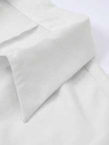 Selianne Women's Versatile Solid Color Ruched Cropped Shirt For Commuting - White - View 3
