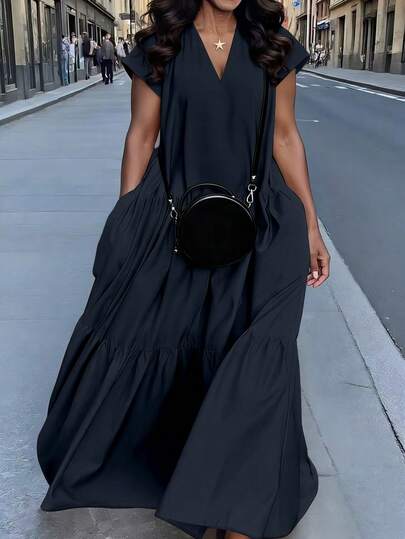 SHEIN 夏季大码休闲纯色连衣裙