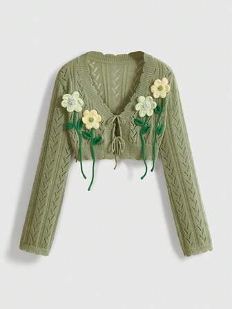 Fairycore Cardigan vintage da donna a maglia con motivo floreale, stile vintage hippie