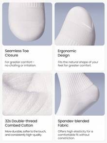 GLOWMODE 7 Pairs Soft Cotton Ventilated Mesh Integrated Cushioning Training Week Crew Socks Training Gym Daily Active - White - View 7