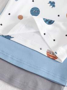 SHEIN Vintaside Kids 6pcs Baby Boys Space Tech Cute Print Comfortable Soft Knit Long Sleeve Pajama Set - Multicolor - View 5
