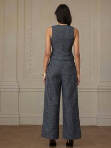 EMERY ROSE Bộ vest và quần thanh lịch, nhẹ nhàng, sang trọng gồm 2 món, có khóa kim loại hình trái tim, thích hợp cho công sở, thích hợp mặc đi làm. - Màu xám đen - Xem 5