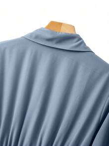 GlowEve CURVE Rochie de seară pentru femei de mărime mare, cu mânecă lungă, cu rever, talie înaltă și nasturi, stil A-line