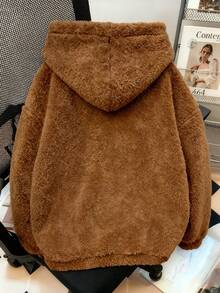 Resyla 畅销款，保暖、柔软、亲肤的仿羊羔毛连帽卫衣，秋冬季保暖时尚，适合日常工作通勤、约会穿着以及居家穿着，秋冬季保暖佳品。 - 棕色 - 查看 2