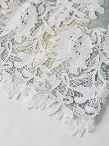 SHEIN MOD Women's Fashion Lace Decorated Denim Mini Skirt Summer Holiday Outfits Spring Outfit Women Valentine Outfits For Women Carnival Costumes Beach Skirt Vacation Outfits Women Holiday Skirt Floral Skirt White Skirt Women's Light Wash Denim Mini Skirt With Elegant White Floral Lace Overlay Design - Light Wash - View 4