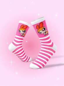 THE POWERPUFF GIRLS X SHEIN 女士船袜 - 玫紅色 - 查看 2