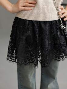 DAZY 少女蕾丝裙 - 黑色 - 查看 1