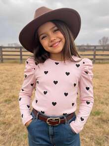 Emery Rose Kids Emery Rose Kids 少女长袖上衣，爱心印花泡泡袖修身长袖衬衫，春秋季穿着，舒适百搭，时尚可爱，适合日常外出、度假、家庭聚会、时尚活动、上学等场合，是完美的圣诞节和生日礼物。 - 淺粉色 - 查看 6