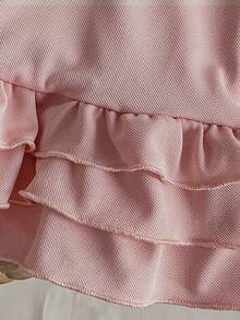 女婴休闲舒适连衣裙，胸前饰有可爱小熊刺绣 - 杏色 - 查看 7