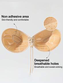 NudeFit 1片装女士自粘交叉胸贴 - 杏色 - 查看 2