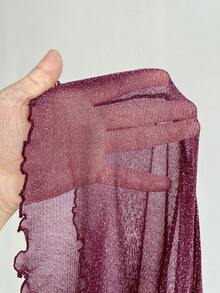 NU&NOW 大码纯色极简透视性感上衣 - 酒紅色 - 查看 7