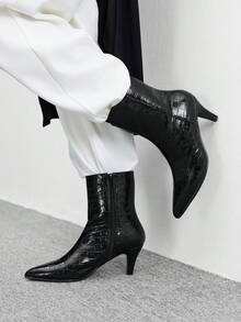 CUCCOO BIZCHIC 女士尖头休闲日常百搭时尚细高跟踝靴 - 黑色 - 查看 3