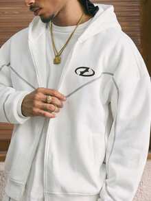 AXEPEAK Conjunto de sudadera con capucha con cremallera y pantalones casuales para hombre, otoño - Blanco - Ver 6