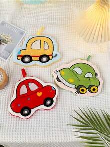 MINKOJA 1PC Cute Cartoon Embroidered Little Car Bathroom Hand Towel, Autumn-Winter New Arrival Thick And Absorbent Kitchen And Bathroom Towel