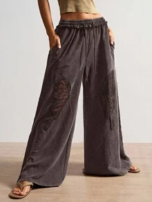 Bohemela Quần dài dệt kim màu trơn thường ngày cho nữ - màu nâu - Xem 6