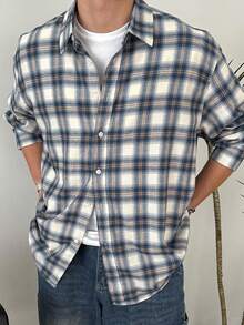 DAZY Men's Plaid Loose Fit Casual Shirt, Spring/Autumn - Multicolor - View 2