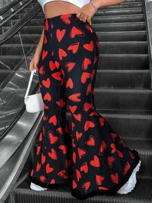 Vionelle Quần ống loe dệt kim hình trái tim dành cho nữ cỡ lớn, thích hợp cho ngày Valentine. - Nhiều màu - Xem 5