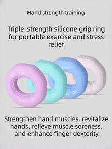 Joivida 1PC Silicone Hand Grip Strengthener 3 Resistance Levels For Adults Wrist Finger Exercise Portable Home Gym Equipment For Strength Training And Rehabilitation - multicolor - View 4
