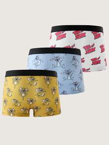 TOM & JERRY X SHEIN 3条装男童卡通印花平角内裤，4-7岁 - 彩色 - 查看 2