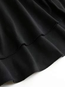 SHEIN Sweetro Women's Draped Neck Layered Ruffle Hem Mini Dress - Black - View 6