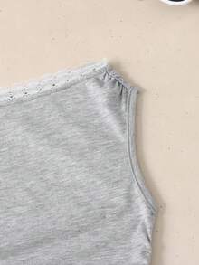 Teen Girl Fashionable Knit Asymmetric-Shoulder Short Sleeve Top - White - View 5