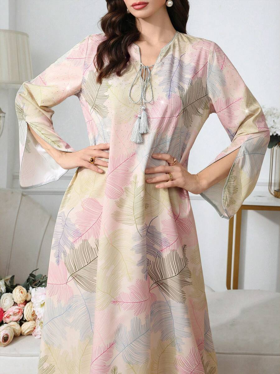 Al Najma 女士彩色印花长袖休闲连衣裙 - 彩色 - 查看 1