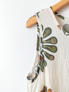 Rusticease 女式印花圆领休闲无袖度假短款连衣裙