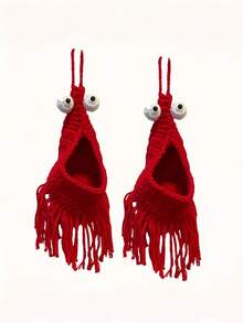 Joivida 1PC Handmade Crochet Woven Wall Hanging Storage Organizers Alien Lobster Plant Flower Pot Holders Amigurumi Alien Design Home Decor Living Room Decor Unique Gift Housewarming - Multicolor - View 4