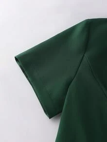 GlowEve Áo blazer nữ thời trang, phong cách retro, thanh lịch, tay ngắn, ôm eo, đa năng, phù hợp cho công sở. - màu xanh lá - Xem 3