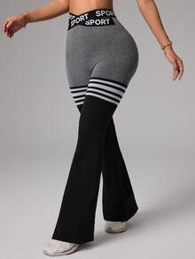 Dewbera Seamless High Elasticity Women's Letter Criss-Cross Elastic Band Yoga Fitness Running Casual Women Sports Pants - Black - View 5