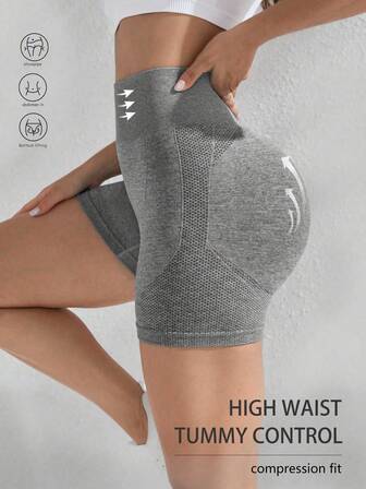 Gameset SHEIN Sport Pantalones cortos de mujer de cintura alta con control de abdomen y efecto levantador