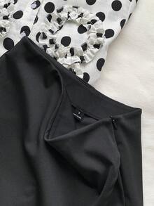 SHEIN EZwear Váy quần nữ mùa hè màu trơn, cạp cao, xẻ tà, kiểu vạt chéo, khóa kéo phía sau. - màu đen - Xem 4