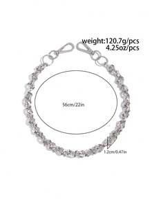 ROMWE Fairycore 1 chiếc dây đeo quần phong cách cổ điển, thanh lịch, tối giản, đính pha lê và ngọc trai giả nhiều màu sắc, dây đeo chéo vai dành cho nam giới theo phong cách punk hip hop, dùng để trang trí quần. - Bạc cổ - chuỗi đầu lâu - Xem 5