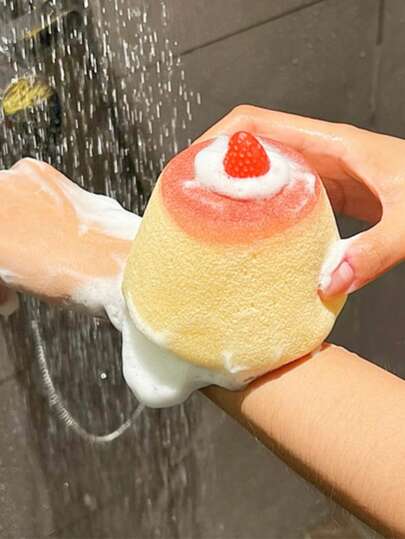 Joivida Cute Souffle Pudding-Shaped Bath Sponge Oversized Thickened Lathering Scrubber For Body & Dishwashing
