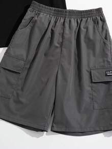 Mirajuku Bộ 2 món dành cho bé trai tuổi teen, gồm áo thun cổ tròn in chữ và quần short kaki, thích hợp mặc đi làm hàng ngày và chơi thể thao. - màu đen - Xem 5