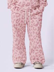 SUMWON Girls Leopard Print Hoodie Jogger Co-Ord Set Casual Wear Tracksuit Outfit Vacation - Pink - View 6