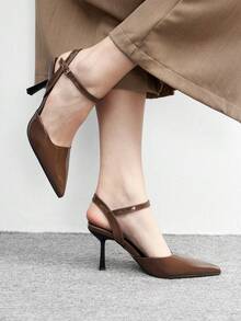 CUCCOO BIZCHIC Women's Pointed Toe Buckle Design Fashionable High Heels, Versatile For Daily Wear Valentine's Day - Brown - View 5