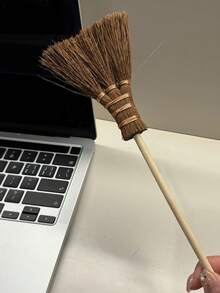 Zazumi 1PC Mini Broom Keyboard Brush Portable Small Handmade Dusting Brush With Brown Bristles For Desk Electronics Cleaning - Multicolor - View 4