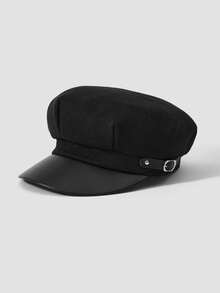 Y2Kool 1pc Women Buckle Decor Baker Boy Cap - Black - View 1